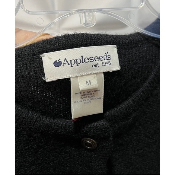 Appleseed's Women Sz M ~ WOOL Embroidered Wreath Christmas Cardigan Sweater Y2K - Picture 4 of 7